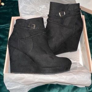 Black Wedge Ankle Boots